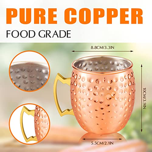 Tazas de Cobre Martillado para Moscow Mule, Vasos de Acero Inoxidable para Cocteles, Regalo de Boda, Utensilios para Bebidas, Bar en Casa, Vino y Cerveza, Venta al Por Mayor - Product Image 4