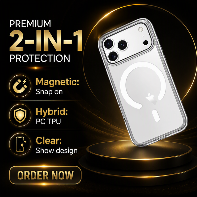 N52 Magnetic Clear TPU+PC Cell Phone Case Shockproof Magnetic Mobile Phone Case for iPhone 18pro 18promax OEM