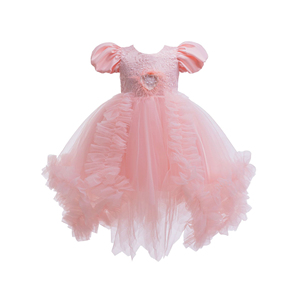 Nouvelle arrivée, robe de princesse européenne et américaine d'été, décorations de paillettes en forme de cœur, jupe octogonale <span class=keywords><strong>super</strong></span> moelleuse, robe de fête à paillettes pour filles - Product Image 4