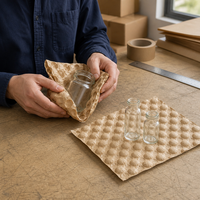 Feuille de protection souple en papier kraft gaufré biodégradable pour l'emballage des bocaux en verre, des tasses en céramique et des boîtes à fruits