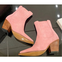 Bottes Mi-Mollet Noires pour Femme à Talons Épais et Aiguilles, Style Américain Tendance