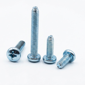 Tornillos autorroscantes de cabeza cruzada métricos, rosca derecha, cabeza alomada, zincados azul-blanco, 10B21, acero al carbono Grado A para metal - Product Image 1