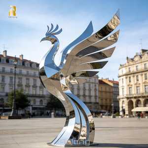 Sculpture de phénix en acier inoxydable de grande taille RELONG, art abstrait moderne pour la décoration de la place publique en plein air - Product Image 6