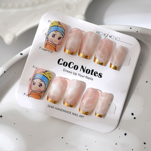 Doux Fille Coeur Dessin Animé Court <span class=keywords><strong>Film</strong></span> Anime Mignon Chat Yeux Portant Des Ongles Pré Fait Ongles Tranches Fini Relief Faux Ongles En Gros - Product Image 5