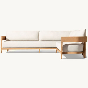 Muebles Modernos de Lujo de Madera de Teca, Juego de Sofás Seccionales con Forma de Reposabrazos para Patio Exterior Natural - Product Image 2