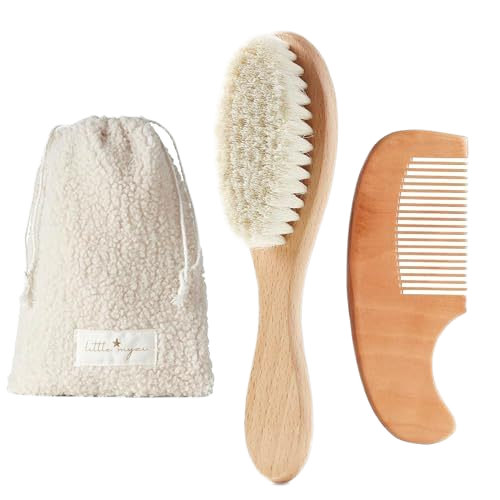 BOOMHOME Natural Wooden Baby Brush And Comb Set For Newborns Baby…