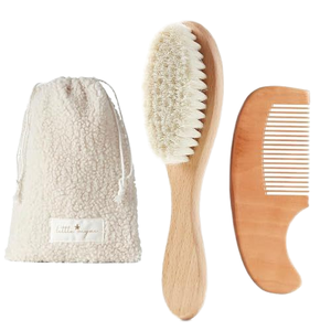 BOOMHOME Set Spazzola e Pettine in Legno Naturale per Neonati Spazzola per Bambini 100% Setole di Capra Naturali Spazzola per Capelli per Bambini Vendita Calda - Product Image 1