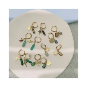 Gold Plated Drop Earrings Sun Turquoise Snake Natural Stone Minimalist Stud Earrings Women's Earrings Wholesale