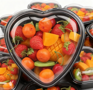 Tái chế vật nuôi vỉ bao bì cho Dâu Tây kẹo món tráng miệng Dùng một lần hình trái tim trong suốt bao bì nhựa hộp với nắp - Product Image 2