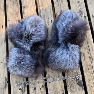 Luvas femininas de pele fria e prata, luvas de pelo de raposa azul, quente para o inverno 2024 - Product Image 6