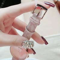Jam Tangan Wanita Berkualitas Tinggi MKOriginals Stainless Steel Kulit Quartz Pointer 38mm 16mm Tahan Air