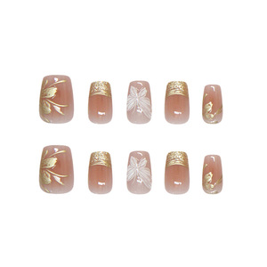 Venta caliente mejor precio descuento a granel <span class=keywords><strong>uñas</strong></span> <span class=keywords><strong>postizas</strong></span> corto sólido Metal francés transparente brillo mariposa falso prensado en <span class=keywords><strong>uñas</strong></span> - Product Image 4
