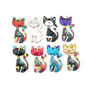 Cartoon <b>Cat</b> Pendant Zinc Alloy Charm Keychain Bag Accessory Unisex DIY Jewelry <b>Gift</b> Yiwu Origin F0176 - Product Image 1