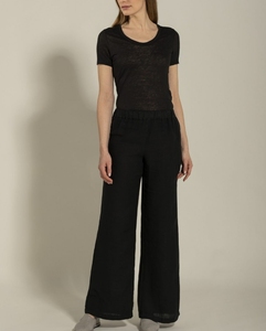 <span class=keywords><strong>Pantaloni</strong></span> a Gamba Larga per Donna in Puro <span class=keywords><strong>Lino</strong></span> Traspirante con Vita Media Elasticizzata, Tessuto Crespo, Stile Fronte Piatto, Produzione OEM Personalizzata - Product Image 3