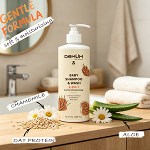 DEMUM MOQ 1000 pièces 360 ml Gel Douche et Shampoing 2-en-1 pour Bébé, Formule Hydratante aux Herbes, Ingrédients Biologiques Aloès et Calendula - Product Image 2