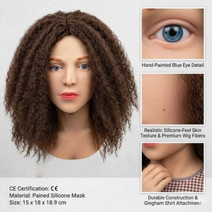 Máscara Facial Completa <span class=keywords><strong>de</strong></span> Látex Divertida y Extraña 2026 con Cabello Negro, Rostro Realista y Espeluznante para Disfraces <span class=keywords><strong>de</strong></span> Pascua, Halloween, Carnaval y Cosplay - Product Image 2