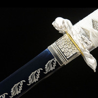 Épée de lune d'automne forgée à la main Longquan, finition bleue oxydée au four, acier 1060, 103 cm, Katana, cadeau pour homme