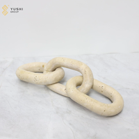 YUSHI Ornement de chaîne à trois anneaux en pierre de travertin beige pour la décoration intérieure