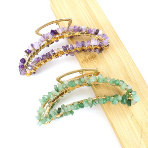Handmade Luxurious Natural Stone Alloy <strong>Hair</strong> Clips Beauty <strong>Hair</strong> Accessories Clamp <strong>Hair</strong> <strong>Clasp</strong> for Gift - Product Image 5