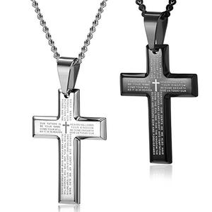 2024 articles religieux catholiques personnalisés collier de croix de la Sainte <span class=keywords><strong>Bible</strong></span> <span class=keywords><strong>pour</strong></span> hommes - Product Image 2