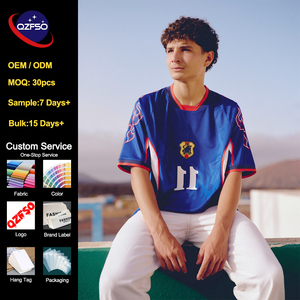 QZFSO Custom Vintage Shirt Sublimation Mesh Fabric Loose Fit V-Neck Sportswear Short Sleeve Activewear Soccer Football Jersey - Product Image 1