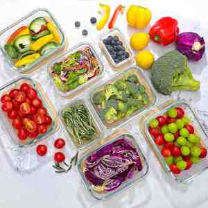 Pot de rangement hermétique pour céréales et aliments, empilable, sans BPA, 1,7 L, en plastique, avec couvercles en bambou et en silicone. - Product Image 5