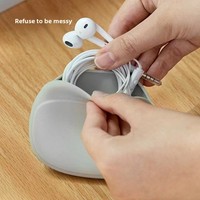 Étui en silicone portable pour écouteurs, câbles, chargeurs, organiseur en silicone pour petits objets, sac de rangement