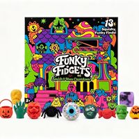 Calendrier de compte à rebours d'Halloween 13 jours – Boîte mystère avec jouets anti-stress souple (citrouille, œil, araignée) – Coffret cadeau en gros