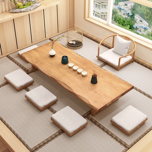 Stile giapponese in legno massello Tatami Kang tavolo lungo Zen tavolo da tè corto sedia combinazione per balcone o caffè sala da pranzo - Product Image 5