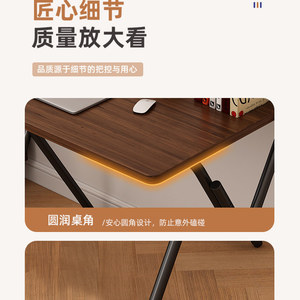 Foldable Computer <b>Desk</b> Rectangle Wood Top Metal Frame Home Office <b>Study</b> <b>Desk</b> For 1 Person - Product Image 4
