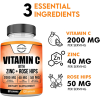 Vitamine C OEM 2000mg avec Zinc + Capsules de cynorrhodon 120 unités