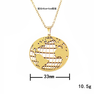 Titanium Steel Globe Pendant Necklace Double-Sided Hollow <b>Map</b> Design Gold And Silver Color For Women Gift Jewelry - Product Image 5