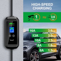 Pengisi Daya Portabel Cerdas Kendaraan Listrik EVSE 3.6KW 16A 1P Tipe APP Tipe 2 GBT Tipe 1 IEC 62196 SAE J1772 Baru