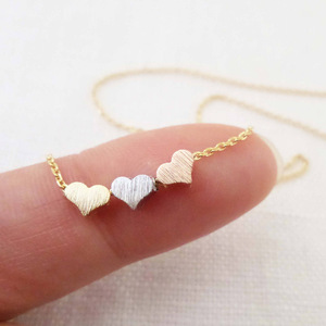 Collana Fai-da-Te in Acciaio Inox con Cuore Spazzolato per Donne, Placcata in Oro 18k PVD, Delicata Collana con Cuore e Bracciale, Regalo di Gioielleria - Product Image 2