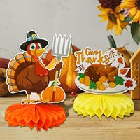 Centre de table nid d'abeille pour Thanksgiving, décorations nid d'abeille d'automne et bannière de remerciement, fournitures de fête pour le festival d'automne à la citrouille