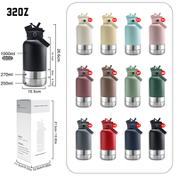 Distributeur d'eau pour animaux de compagnie personnalisé, bouteille d'eau de voyage pour animaux de compagnie de 32 oz, bouteille d'eau pour chien portable multifonctionnelle en acier inoxydable isolée 3 en 1
