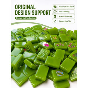 Tuiles de Mahjong Américaines en Acrylique Vert Jade Pop Art pour 4 Joueurs, Pieds en Bois Massif, Emballage Brillant à Couche Unique, Photos Réelles, Prêtes à l'emploi - Product Image 1