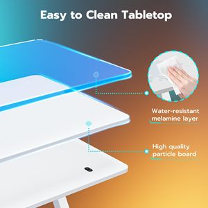 SENYU White <b>Gaming</b> <b>Desk</b> Z Shape LED RGB Lighted Standing <b>Desk</b> with Monitor Keyboard Mouse Pad - Product Image 6