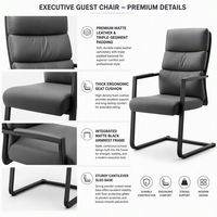 Chaise de réunion de direction à dossier haut, rembourrée en cuir PU, chaise cantilever pour invités