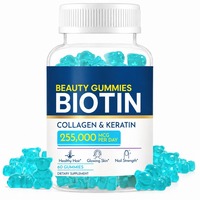 Gummies à la biotine 255000 mcg Collagène Kératine Vitamine C Cheveux Peau Ongles Végétalien Sans OGM Supplément Vente en gros OEM ODM Marque privée