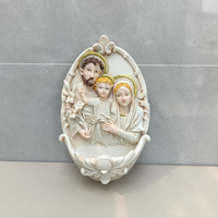 Fontaine à eau bénite de la Sainte Famille en résine, plaque murale, figurine de la Sainte Famille, Joseph, Marie, Jésus, décoration murale religieuse, cadeau d'église