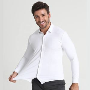 Camicie Polo a Maniche Lunghe Leggere in Spandex e Poliestere Lavorate a Maglia con Logo Personalizzato di Marca, Bianche con Colletto e Bottoni - Product Image 3
