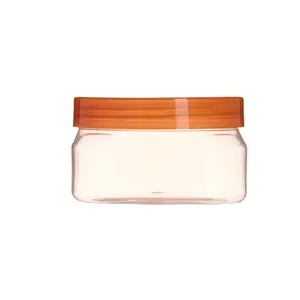 Square Jar Plastic Cosmetic Jar 120ml 200ml 250ml 8oz Empty Pink Square Cosmetic Container for Lotion Cream Scrub