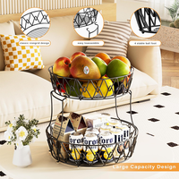 Panier à fruits en fil métallique simple à 2 niveaux de grande capacité, panier de rangement pour fruits et légumes pour la cuisine domestique