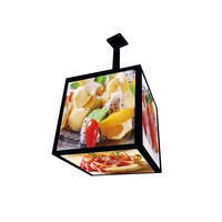 Affiche LED rotative Boîte à lumière 5 faces Panneau d'affichage pour porte de magasin 30cm 40cm Plafond suspendu Boîte à lumière LED rotative Boîte à lumière