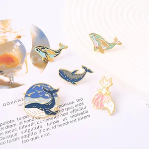 Walvis Broche Pin Dromerige Bultrug Broches Kat Mermaid Animal Art Metal Badges Zak Kleding Pinnen Up Sieraden Geschenken Voor vriend