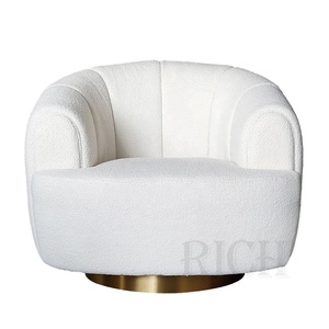 Sillón de Salón Blanco, Pequeño, Individual, <span class=keywords><strong>para</strong></span> Dormitorio Principal, Giratorio, Ocasional, de Tela, con Peluche, con Brazos - Product Image 1