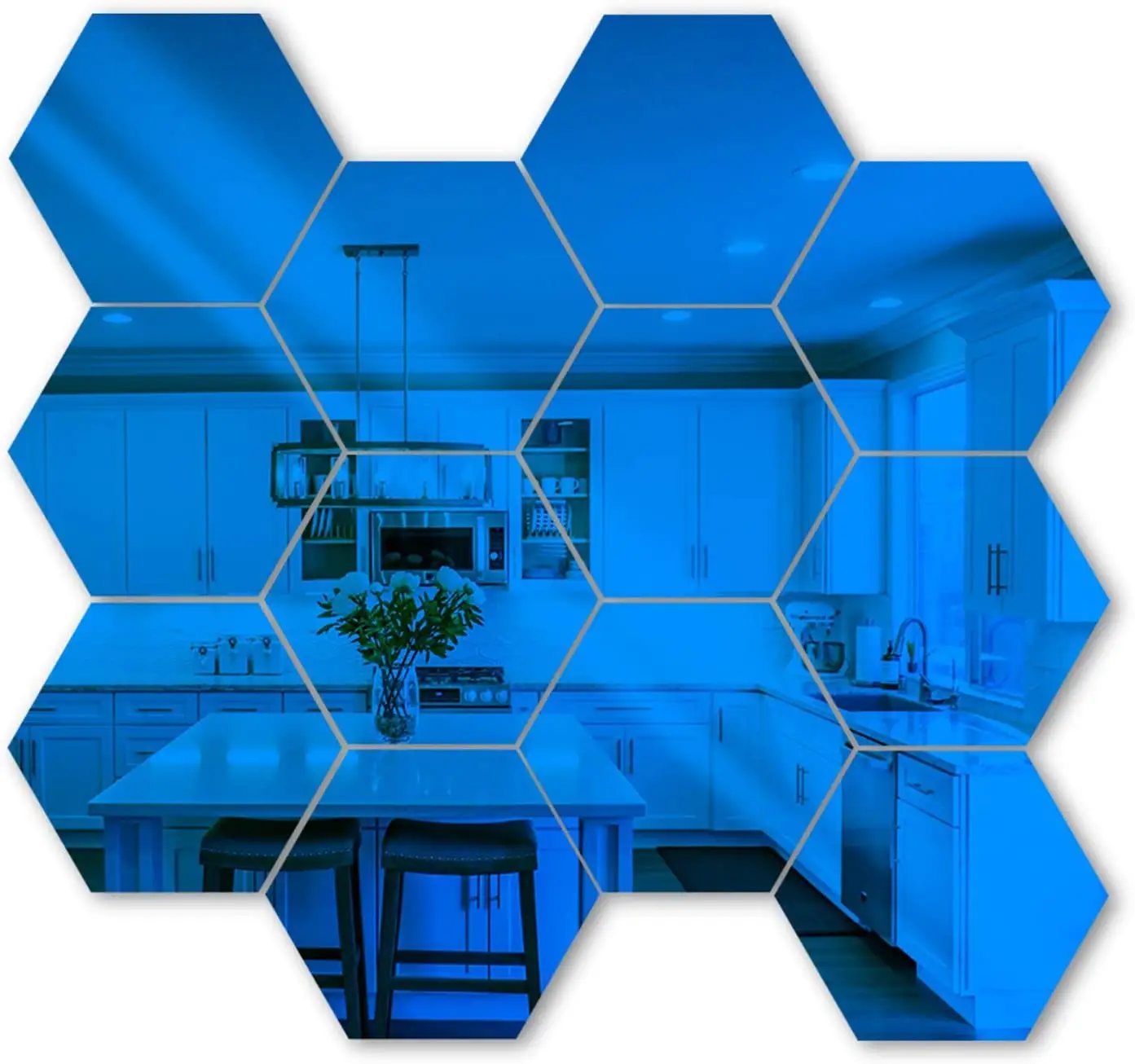 Wholesale Acrylic Geometric Hexagon Mirror 3D Wall Stickers 80*70*40MM DIY Home Office Wall Decoration Sticker