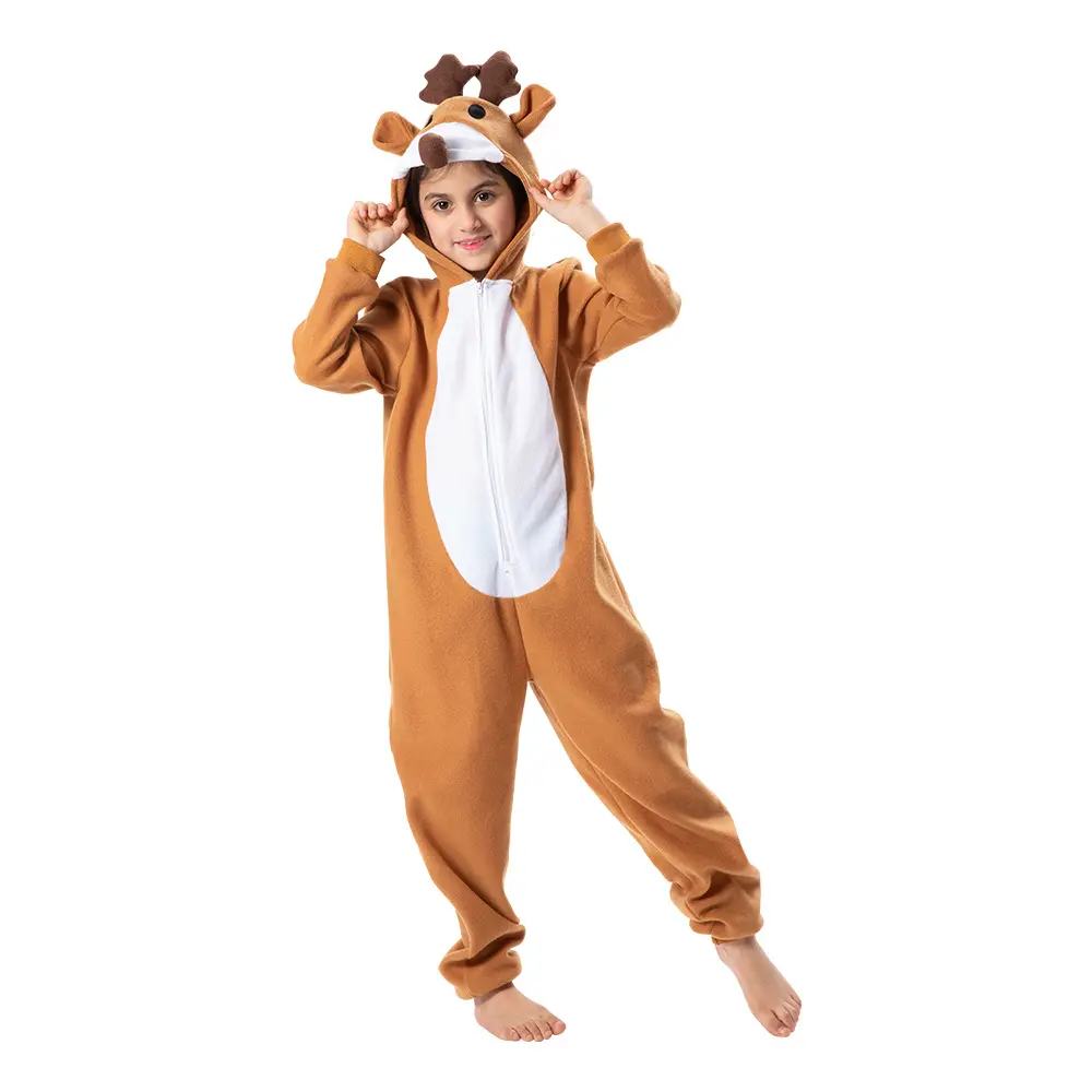 Costume de fête de noël en peluche de renne pour enfants, pyjamas de scène, robe fantaisie