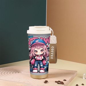 แก้วกาแฟการ์ตูน 18 ออนซ์ แก้วเซรามิกบุฉนวน แก้วพกพาพร้อมหลอดดูด แก้วเก็บความร้อนสำหรับเด็ก ขายส่ง - Product Image 1